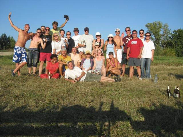 FBR with the folks who invited us to their company picnic along the Danube outside of Budapest.