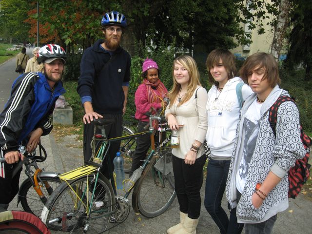 We were biking down the road when the two girls in this photo said "Hey, oh my god, you're FueledByRice!" What? We fou