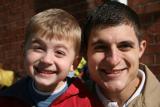 USA, Illinois - Dan Klocke and his son, Connor, who is now planning his own bicycle journey for when he's older.