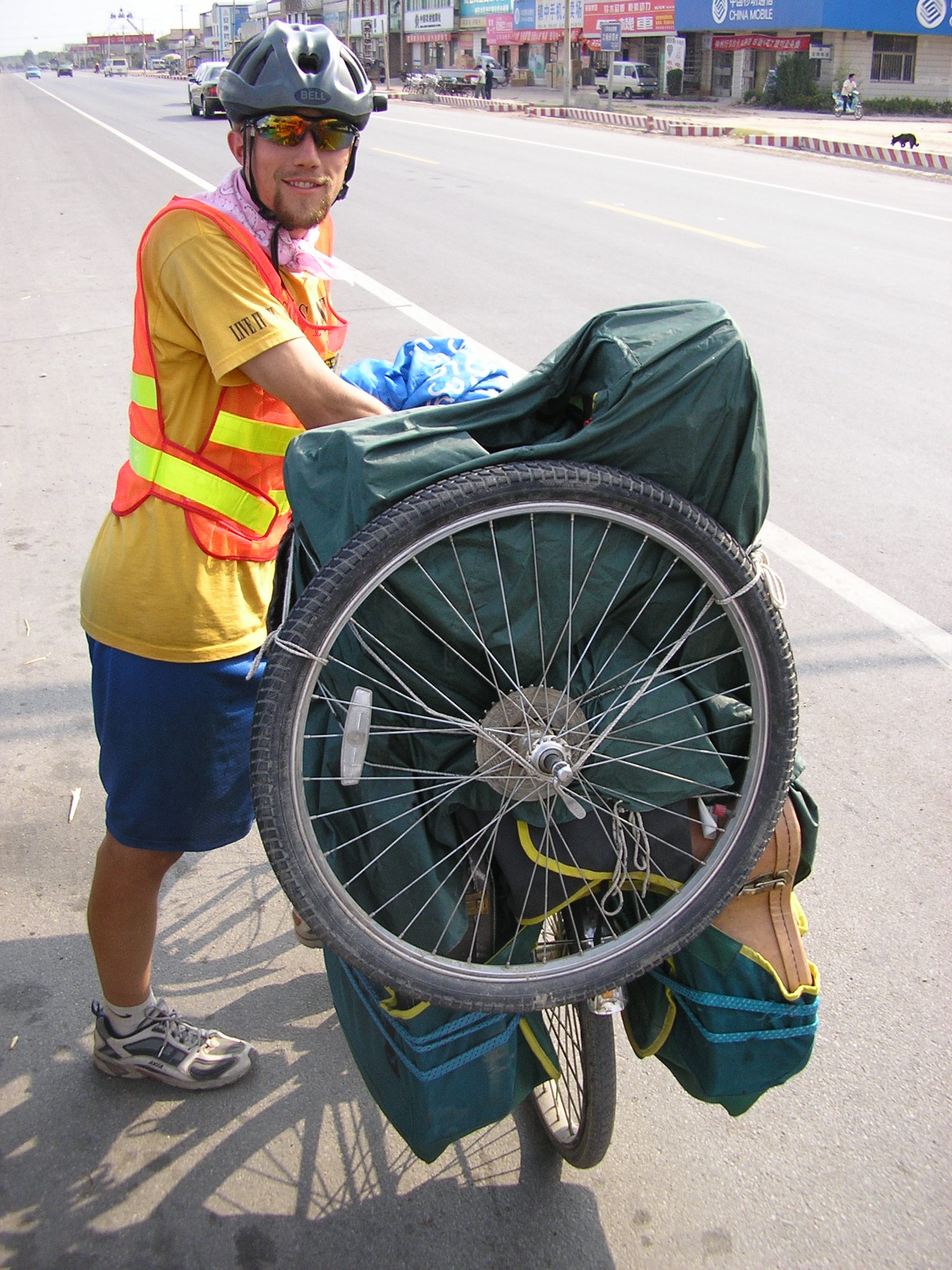 China - Drew carried all the Band Wagon instruments on the back of his bike from Beijing to Shanghai, before we found and bought