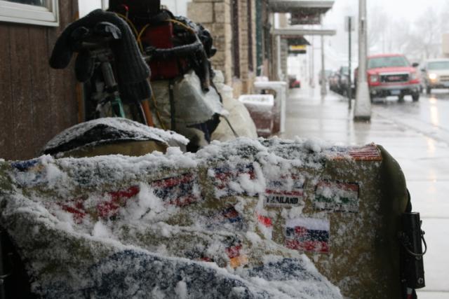 Lewsiton, Minnesota, USA - Snow! On the Bandwagon, in a small town