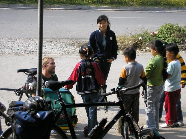 China - Drew talking with children