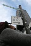 USA, Illinois, Chicago - Nakia Pearson on Pearson St. (under the Hancook tower)