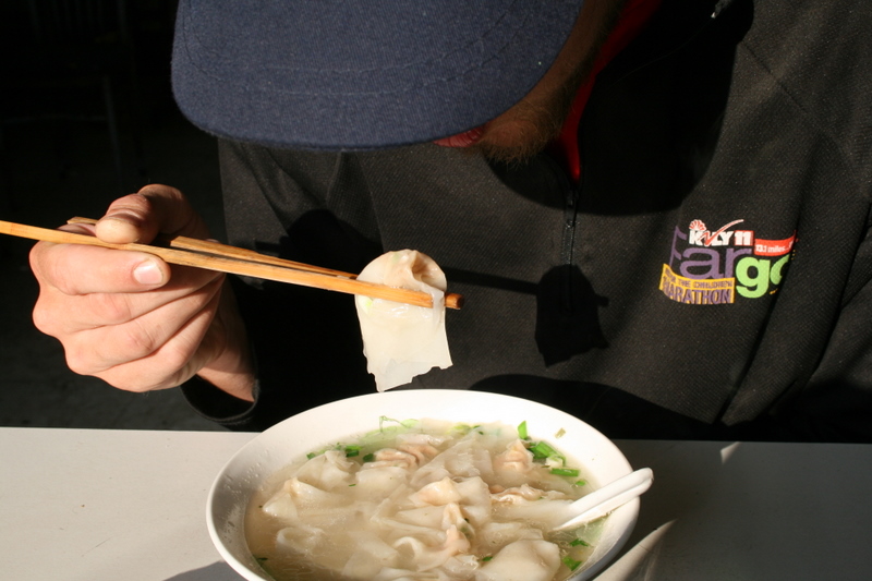 Oct 9 2007 - Changrong village, Jiangsu Prov, China. Baozi breakfast with Adam.