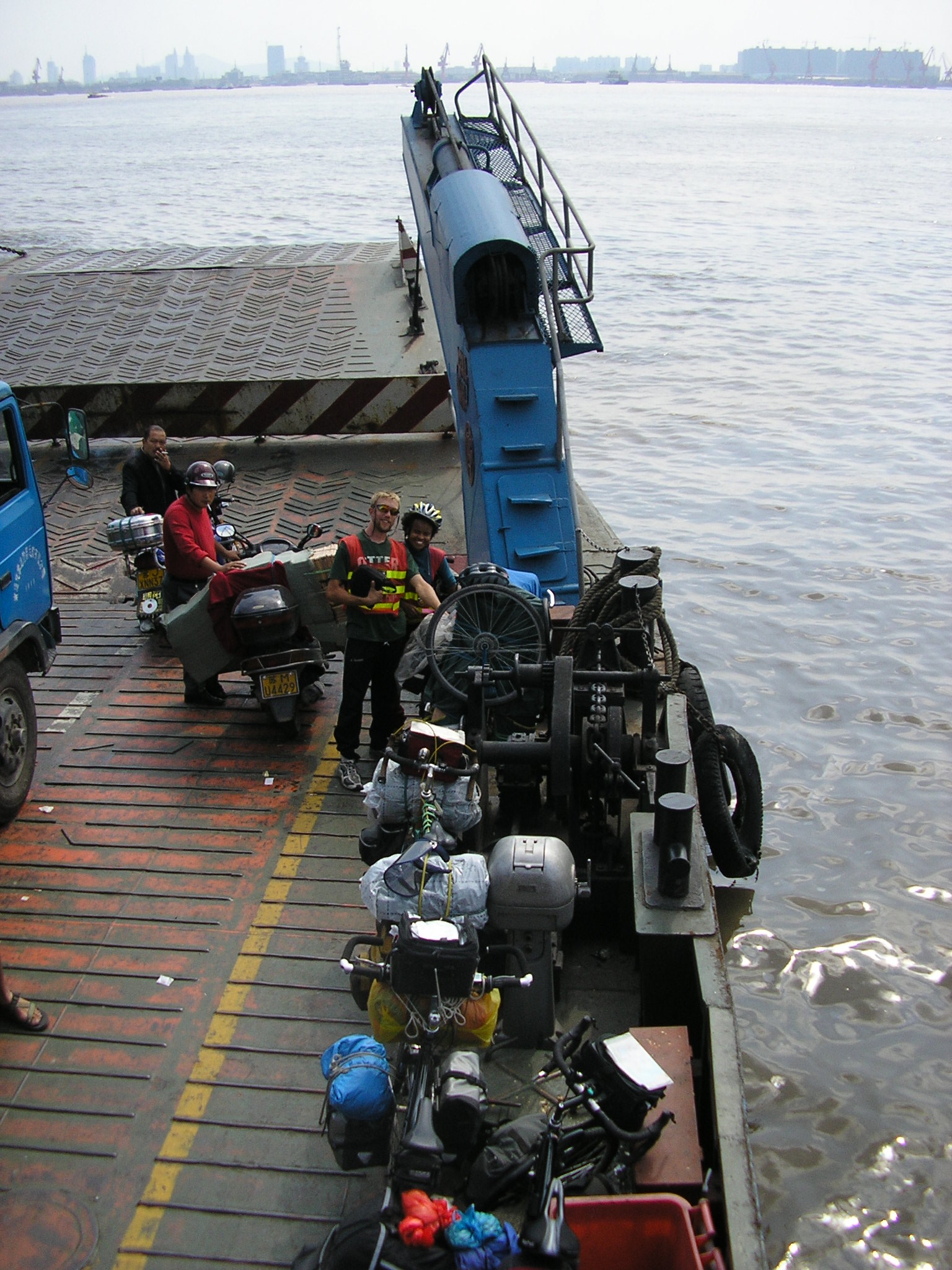 Oct 11 2007 - Crossing the Yangze River (Changjiang)by ferry boat.