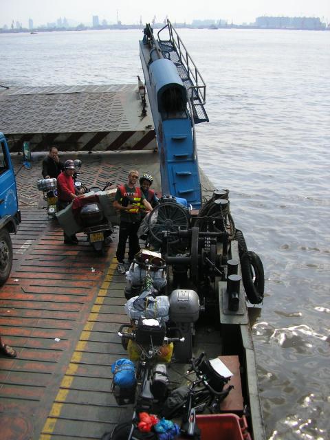 Oct 11 2007 - Crossing the Yangze River (Changjiang)by ferry boat.