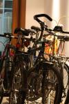 Oct 15 2007 - Our bikes under the spot light inside Noriko's apartment, Shanghai.