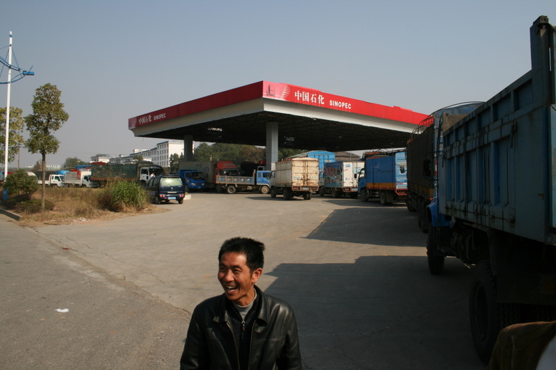 2007 Nov 5 - Many trucks waiting to buy scarce diesel fuel during a several month shortage of diesel in China...from Peter's per