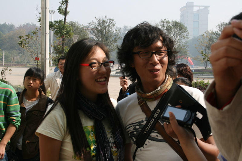 Korean fellow travelers - Su Ji and Kuang Sub at the Forestry University, Changsha.