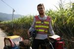 Peter by sugarcane fields...its getting warmer as we head south in Guangdong province!