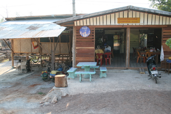 Lao - Hwy 8, a cafe we camped near and ate our first sticky rice