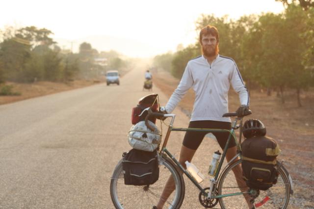 Lao - morning bikeing on Hwy 13