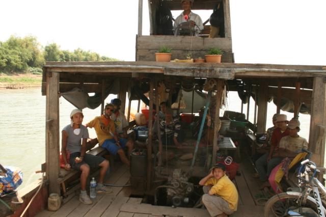 Cambodia - on the Mekong River ferry boat. A nice home made job, but solid enough for FRB!