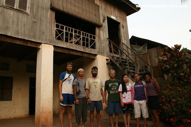 Cambodia - With Rosa (2nd from right) and her sister in front of their house.