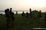 Cambodia - Camping along the Mekong attracted the local kids.