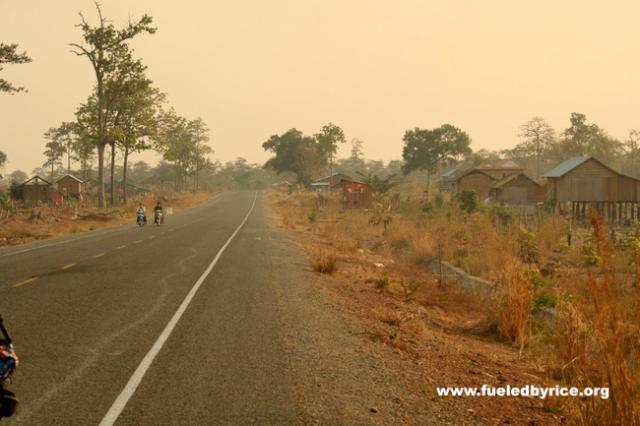 Northern Cambodia - Highway 7, This used to be jungle but was recently slashed and was still burning when we went through (Peter