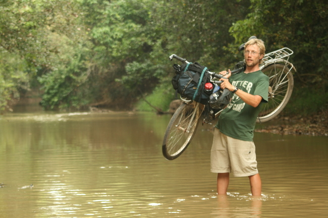 Cambodia - Angkor Wat - Drew "fording" the Siem Reap River