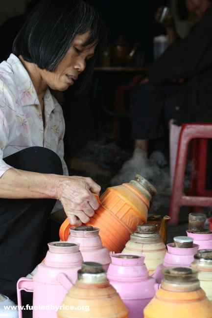 China - Guangdong Prov. - Typical hotwater bottles that nearly all Chinese perpetually store hotwater in for drinking plain or m