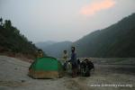 Nepal, Dolalghat town east of Kathmandu - Camping down by the River!  The Indrawati River near its junction with the Bhotekoshi