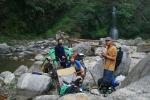 Nepal, east of Kathmandu - One of our best campsites, by a clear stream and waterwall, right off the not-so-busy mountain road w
