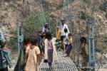 Nepal, Sindhuli area - Our back road became a narrow suspension bridge, and only a walking trail on the other side...explaining