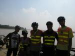 China - Crossing the Yellow River on a floating bridge.