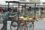Nepal, Mahendranagar town - Vegetable market on wheels; this 4-wheel cart set-up is very common in the subcontinent.