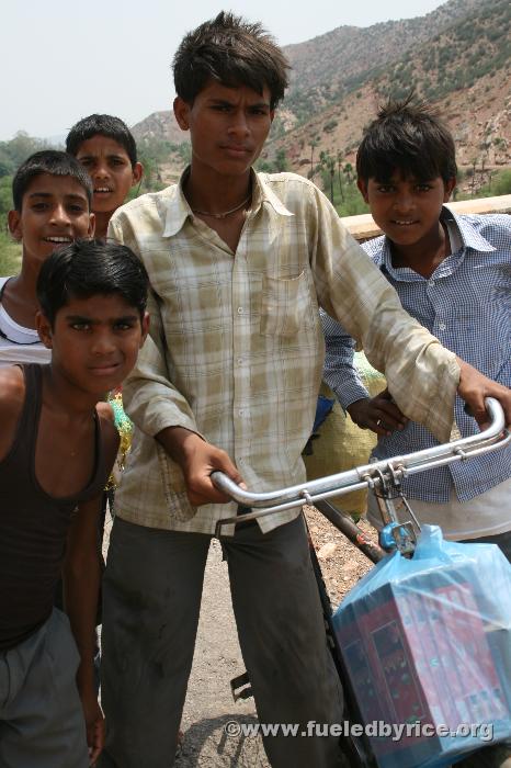 India, Rajistan - fellow bıker on a back desert road