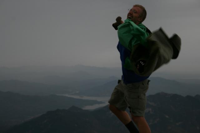 Drew being blown apart on top of Tai Shan.  WHOA!!!