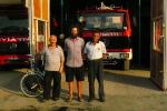 On our first night out from the group, after hoofin' it up a long hill, we asked to sleep at the fire station! What a great grou