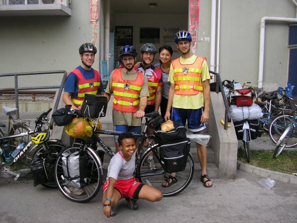 China, Beijing - DAY ONE - Outside Matt O'mara's apartment with Mandy at Dong Zhi Men just before setting off on our long journe