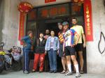 China, Anhui prov, Shi An, Oct 24 - In front of our Lu Guan (hostel) with the owners.