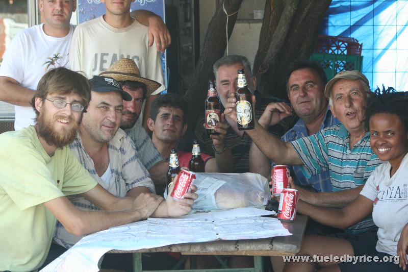 Serbia - These farmers at a small market bought us cokes and gave us a fresh watermelon and tomatoes from their gardens. They ga