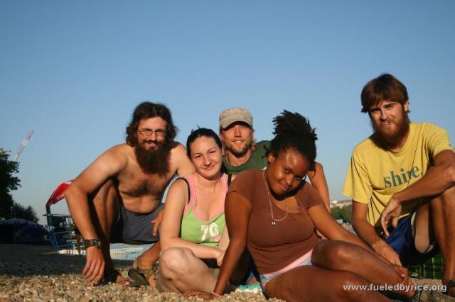 Serbia, Belgrade - On a beach on Belgrade's island lake with Serbian friend and host, Lela, a good friend from Peter's Beijing d