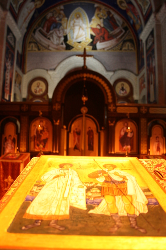 Serbia, Belgrade - inside St. Sava's Temple - icons (images of Jesus and Saints) are very important in the East Orthodox Church,