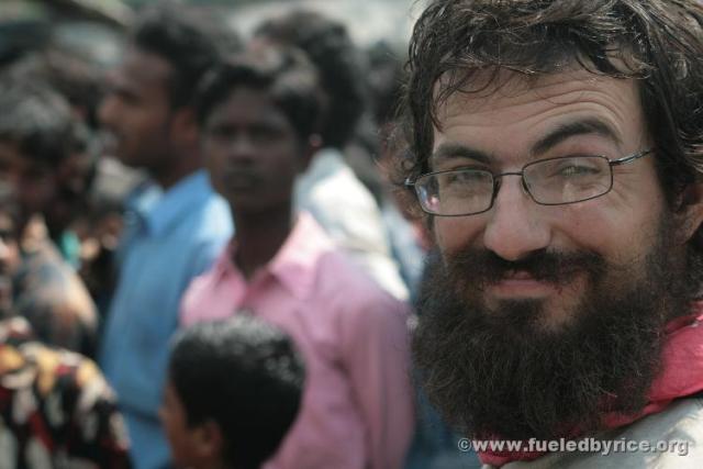 ndia, West Bengal - Jim with another male Indian crowd in the countryside (Peter)