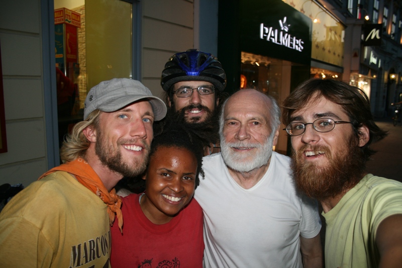 Austria, Wien (Vienna)- With Herbert, a very nice fellow who met us on his bike also bicycling towards Wien. We asked him direct