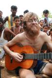 India, Rajistani village - (Drew) Peter playing for the village that gave us lassies