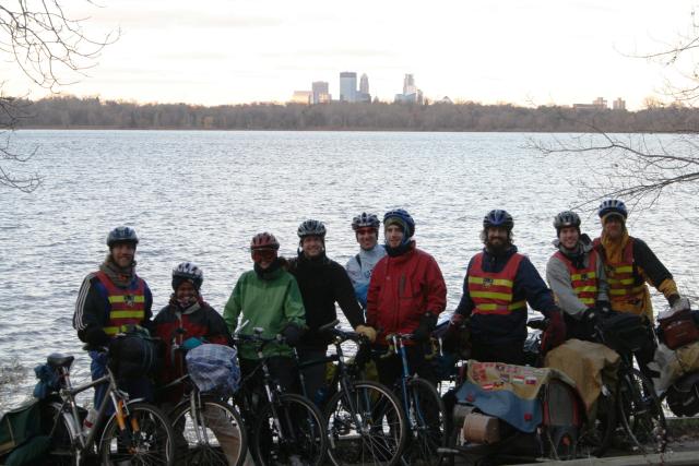 Minneapolis, Minnesota, USA - LAST DAY BIKING - At Lake Harriet (L to R: Drew, Nakia, Autumn, Eddie, Eric, Jay, Jim, Adam, Peter