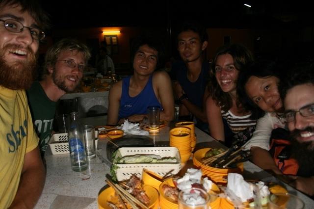 Thailand, Bangkok - With our gracious host, Gretchen, and two of her wonderful Thai friends at a Korean BBQ buffet in her n