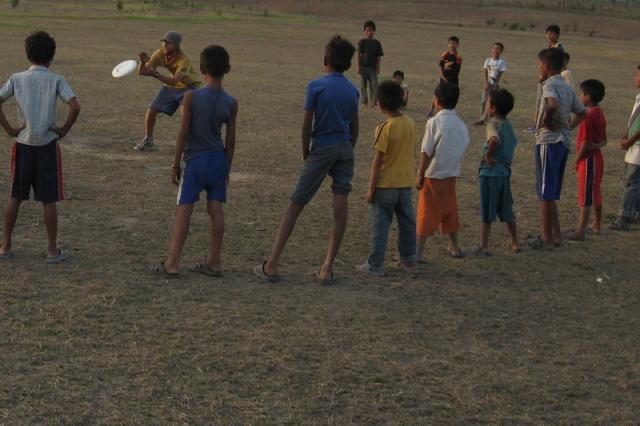 Drew playing frisbee