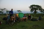 India, W. Bengal, near Naxiburi by the Himalayan foothills - our amazing campsite in the fertile valley, full of water, tea, and