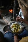 Nepal, Himalayan foothills, road to Sindhuligati - Breakfast hut's breakfast: rice and veg curry. Good enough for us!