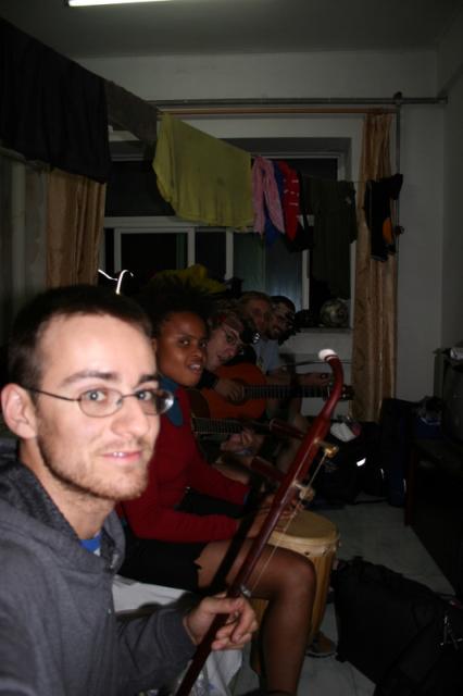 The full band in our Lu Guan room, day 1
