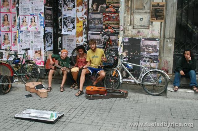 Turkey, İstanbul - FBR the Band (minus Durfeys) debuts on European streets in Taxim, İstanbul: İstiklal Caddesi. We played for 5