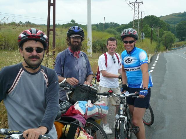 As we were riding in Turkey, Jim met some fellow bikers out for the day riding. They chatted on a very steep hill. Notice I keep