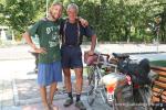 Bulgaria - We met this Dutch gentleman in a small town park. He is biking for one month in the Balkans, and does yearly bicycle 