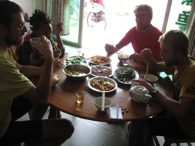 China - Eating lunch on the Guangdong/Hunan border.